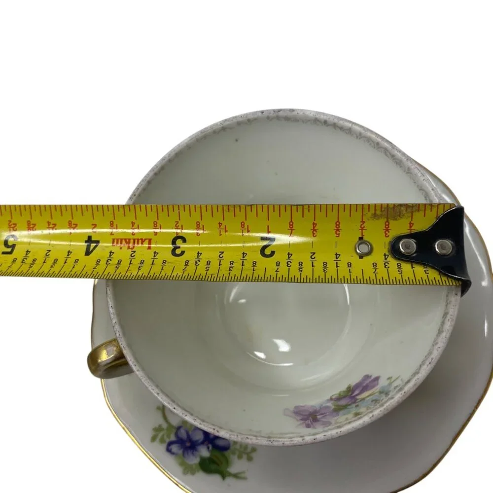 Vintage Imperial Austria Porcelain Tea Cup Japan Saucer Purple‎ Floral Gold